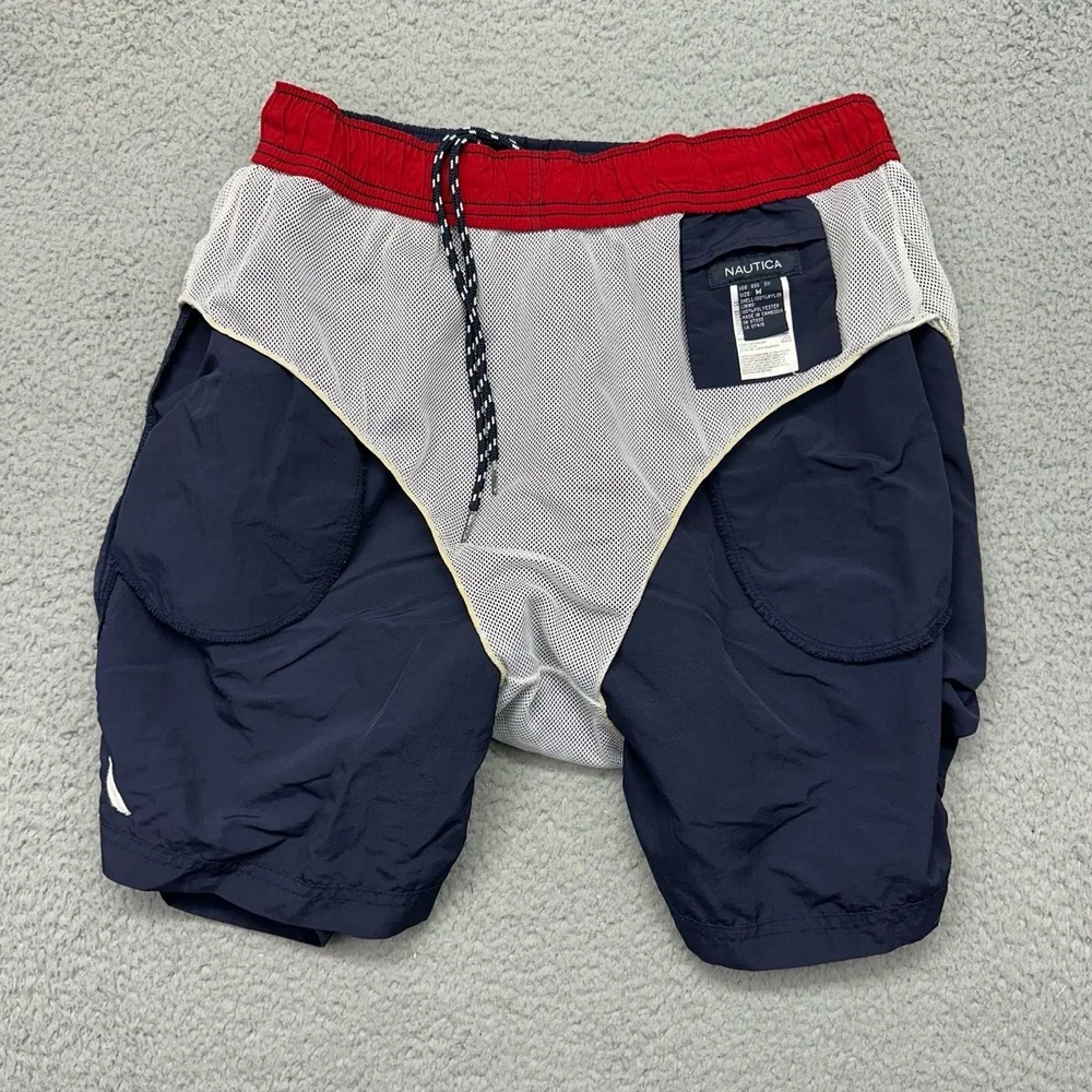 Nautica VDR‎ 693 311 Mens Size Medium Swim Trunks Shorts Blue Nylon / Polyester